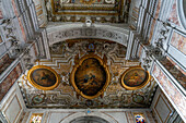 The paintings on the ceiling over the main altar of the Cathedral of Saints Philip and James in Sorrento, Italy.