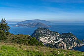 Capri town and the Sorrento Peninsula viewed from Monte Solaro Capri, Italy,