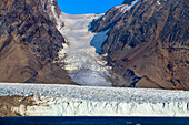 Thryms (Thrym) Glacier, large, retreating, tidewater glacier, Skjoldungen Fjord, glorious weather, remote South East Greenland, Denmark, Polar Regions