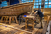 Albaola museum, Historic Whaling Boat reconstruction in the Basque port of Pasaia, Gipuzkoa, Spain.