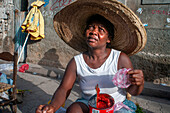 Local market and houses in the historic colonial old town, Jacmel city center, Haiti, West Indies, Caribbean, Central America