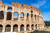 The ancient Roman Colosseum or Flavian Amphitheater in Rome, Italy.