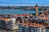 Getxo views from Vizcaya Bridge, a transporter bridge that links the towns of Portugalete and Getxo, Bilbao province, Basque Country, Euskadi, Spain.