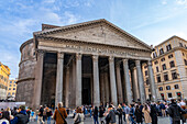 Tourists in front of the Pantheon in the Piazza della Rotunda in Rome, Italy.