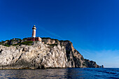 The Punta Carena lighthouse on the southwest tip of the island of Capri, Italy.