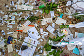 Montparnasse Cemetery, Paris, France. Gifts in the grave of Jean-Paul Sartre and Simone de Beauvoir on Montparnasse Cemetery, Paris, France. A famous couple, was of the most influential and controversial writers and thinkers of the 20th century