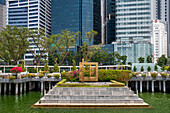 CBD buildings from Clifford Square, Marina Bay, Central Business District CBD Buildings in Singapore Island (Pulau Ujong), Singapore.