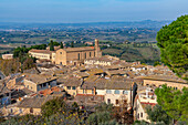 The exterior of the Church of Sant' Agostino in Piazza San Agostino. San Gimignano, Italy.