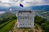 Aerial view of Serantes fortress in the Mount Serantes in Santurce, Bilbao, Vizcaya Bay, Euskadi, Spain