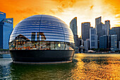 Glass dome Apple Store floating on Marina Bay Sands Singapore