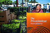 Catalonian local farmers wholesale sale section in Mercabarna Fruit and Vegetable section, in Mercabarna. Barcelona´s Central Markets. Barcelona. Spain