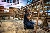 Albaola museum, Historic Whaling Boat reconstruction in the Basque port of Pasaia, Gipuzkoa, Spain.