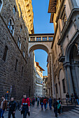 The Vasari Corridor connected the Palazzo Vecchio with the Palazzo Pitti in Florence, Italy. The Corridor was about 750 meters long and was built by architect Giorgio Vasari in 1565.