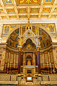 The Gothic-style ciborium in the Basilica of St. Paul Outside the Walls, Rome, Italy. Created by Arnolfo di Cambio and completed in 1285 A.D.