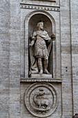 Statue of Charlemagne or Charles the Great on the facade of the Church of St. Louis of the French, Rome, Italay.