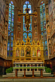 The Chancel Chapel, high altar & main altarpiece in the Basilica of Santa Croce in Florence, Italy.