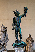 Perseus with the Head of Medusa by Benvenuto Cellini in the Piazza della Signoria, Florence, Italy.