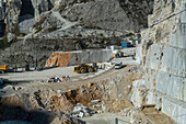 An active marble quarry in the Fantiscritti Basin in Apuan Alps near Carrara, Italy.