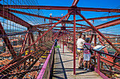 Vizcaya Bridge, a transporter bridge that links the towns of Portugalete and Getxo, Bilbao province, Basque Country, Euskadi, Spain.