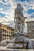 Rear view of the Fountain of Neptune by Ammannati in the Piazza della Signoria in Florence, Italy.