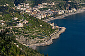 The town of Maiori on the Amalfi Coast as seen from Ravello, Italy.