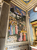 Fresco of angels in adoration in the apse of the Magi Chapel in the Palazzo Medici Riccardi in Florence, Italy. Painted by Benozzo Gozzoli.