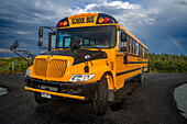 Canadian school bus in in St Anthony, Newfoundland & Labrador, Canada