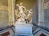 Laocoon and His Sons, a marble statue in the Vatican Museums, Vatican City, Rome, Italy. Greek or Roman origin.