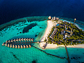 Aerial view of the Outrigger maldives Maafushivaru luxury resort, South Ari Atoll region Maldives