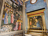 Adoration in the Forest in the apse of the Magi Chapel in the Palazzo Medici Riccardi in Florence, Italy. Pier Francesco Fiorentino, artist.