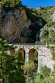 A stone bridge near Praiano on the Amalfi Coast road on the Sorrento Peninsula in italy.