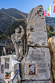 Statue of a tecchiaiolo or miner specialized in working the quarry wall. Fantiscritti Quarry Museum, Carrara, Italy.