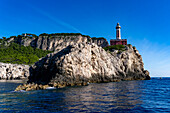 The Punta Carena lighthouse on the southwest tip of the island of Capri, Italy.