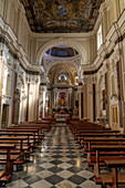 The nave of the Sanctuary of the Madonna del Carmine in Sorrento, Italy.