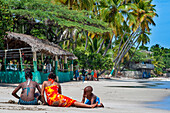 People in the plage de Ti Mouillage beach in Cayes-de-Jacmel, Cayes de Jacmel, Jacmel, Haiti.