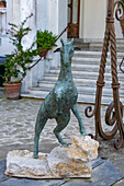 Bronze goat in front of the former Hotel Eden - Paradiso in the town of Anacapri on the island of Capri, Italy.