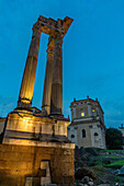 Pillars of the ancient Temple of Apollo Sosianus in Rome, Italy.