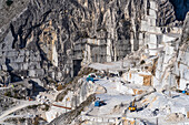 An active marble quarry in the Fantiscritti Basin in Apuan Alps near Carrara, Italy.