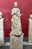 Roman marble statue of the Greek poetess Sappho n the Vatican Museums, Vatican City, Rome, Italy.