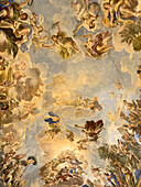 Baroque paintings on the ceiling of the Mirror Gallery in the Palazzo Medici Riccardi, Florence, Italy. Painted in the 1680s by Luca Giordano.