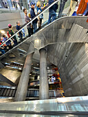 Escalators in the Garibaldi metro station in Naples, Italy.