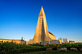 Evangelical Lutheran Church Hallgrímskirkja in city center of Reykjavík, Iceland