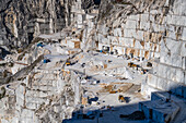 An active marble quarry in the Fantiscritti Basin in Apuan Alps near Carrara, Italy.