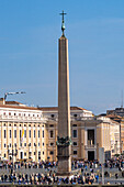 The Vatican Obelisk in the center of St. Peter's Square in Vatican City in Rome, Italy, brought from Egypt in 40 A.D.