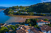 Aerial view of Gernika estuary, Urdaibai Biosphere Reserve, Sukarrieta, Biscay, Basque Country, Euskadi, Euskal Herria, Spain, Europe.