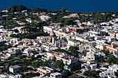 A view over the rooftops of the town of Anacapri on the island of Capri, Italy.