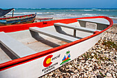 New boat of AECID spanish help in the plage de Ti Mouillage beach in Cayes-de-Jacmel, Cayes de Jacmel, Jacmel, Haiti.