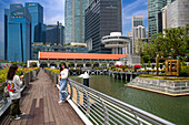 CBD buildings from Clifford Square, Marina Bay, Central Business District CBD Buildings in Singapore Island (Pulau Ujong), Singapore.