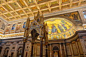 The Gothic-style ciborium in the Basilica of St. Paul Outside the Walls, Rome, Italy. Created by Arnolfo di Cambio and completed in 1285 A.D.