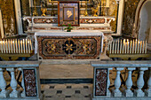 A marble mosaic or commesso altar in the Cathedral of Saints Philip and James in Sorrento, Italy.